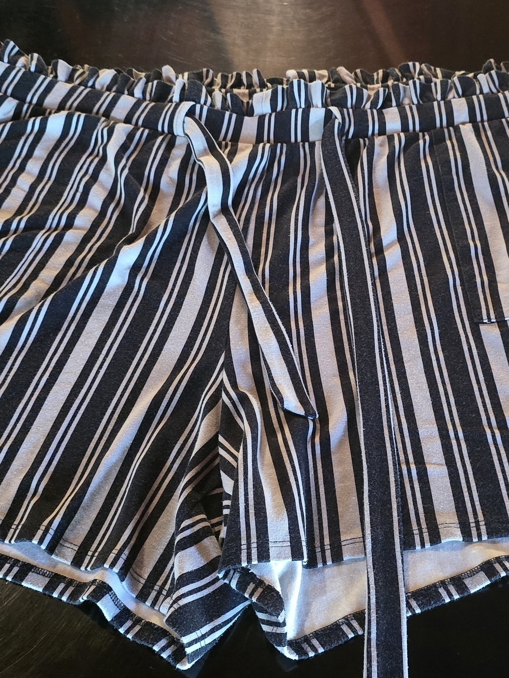 High-Waist Black & Beige Striped Women’s Shorts